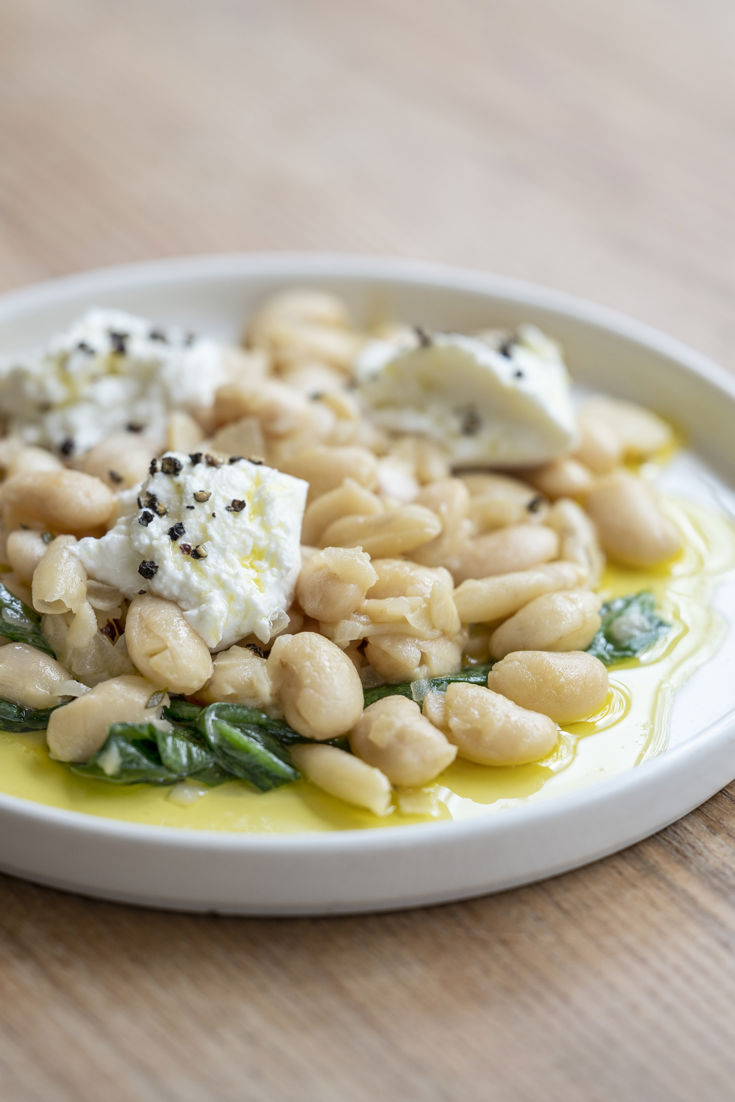 Braised Butter Beans with Goat's Curd Recipe - Great British Chefs