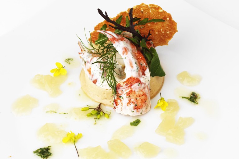 Lobster thermidor mousseline with ginger jelly