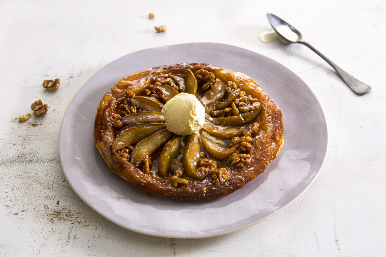 Pear and walnut tarte tatin