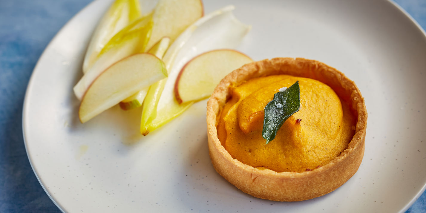 Curried Squash Tartlet with Apple and Chicory Salad Recipe - Great British Chefs