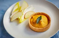 Curried squash tartlet with apple and chicory salad 