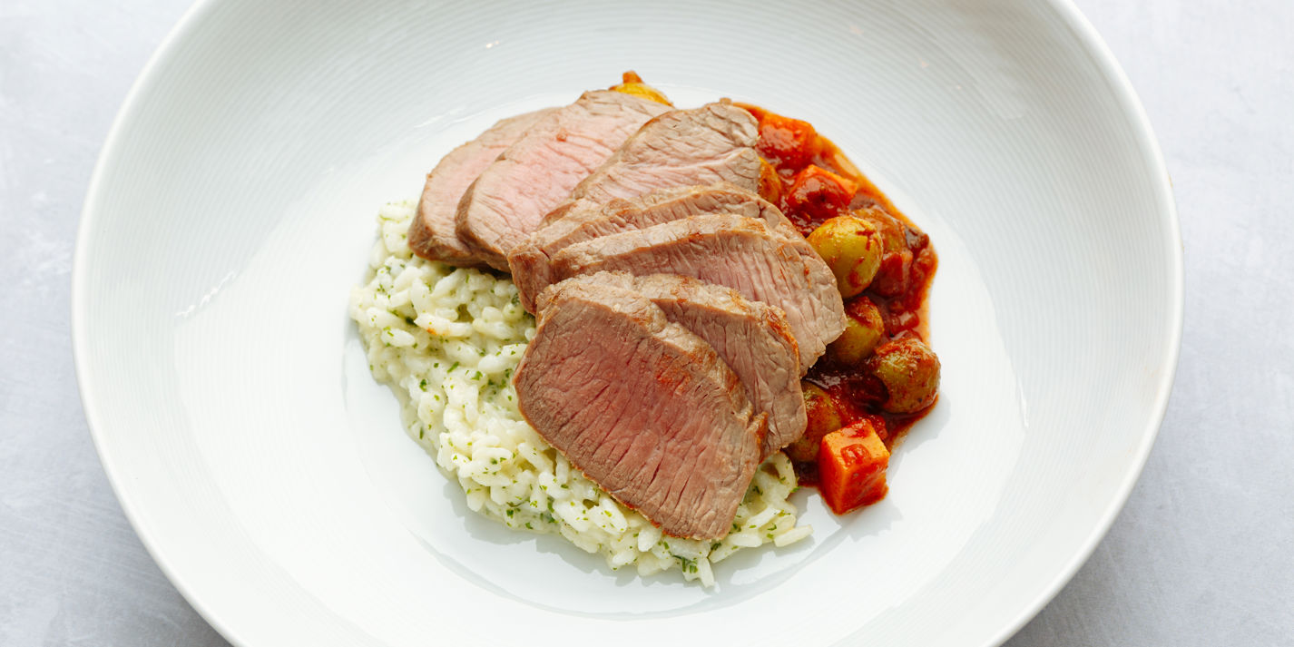 Lamb Loins with Sumac and Herb Risotto Recipe - Great British Chefs