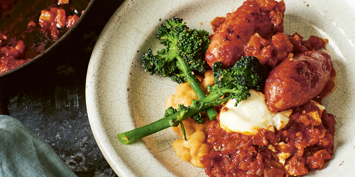 Italian sausages with Borlotti Beans and 'Nduja Recipe - Great British Chefs