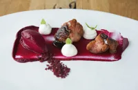 'Beautiful with soul' – crispy sweetbreads with beetroot ice cream, beetroot soil and yoghurt