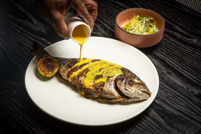 Seared sea bream with shaved fennel salad, saffron and Le Gruyère AOP cheese sauce recipe