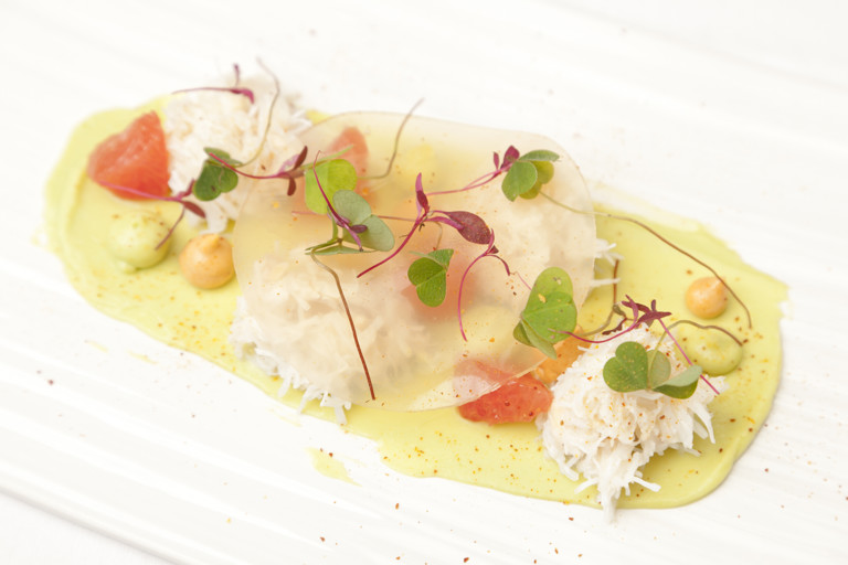 King crab, avocado, pink grapefruit, wood sorrel