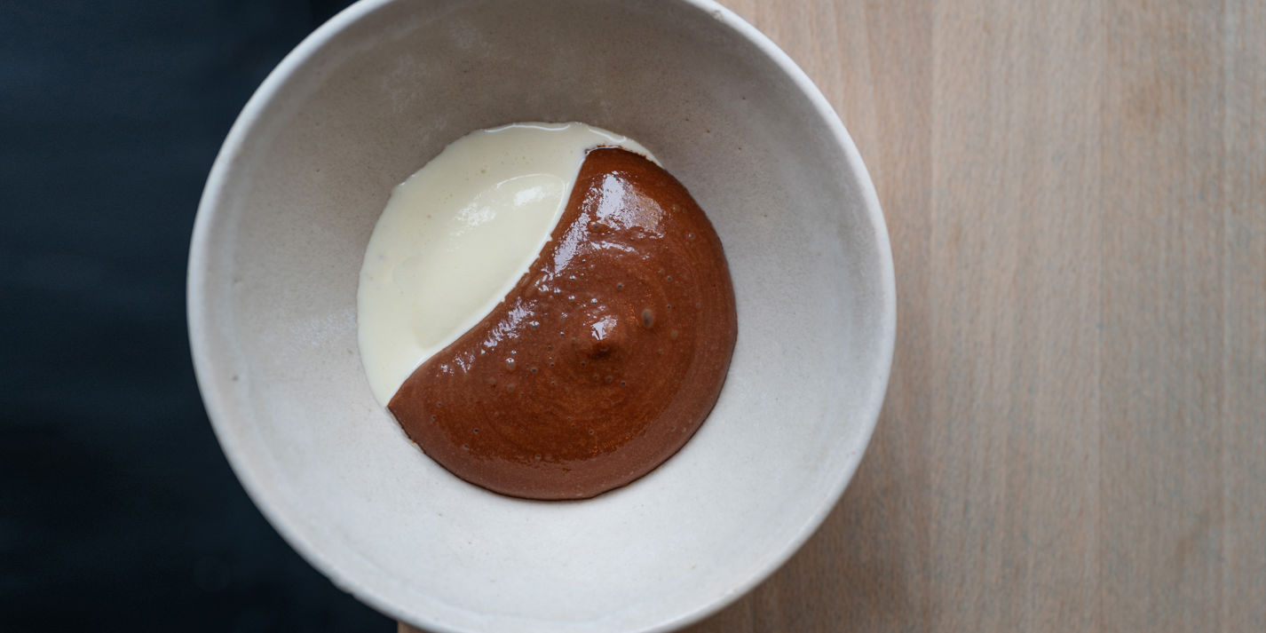 Warm Chocolate Mousse with Potato Ice Cream Recipe - Great British Chefs