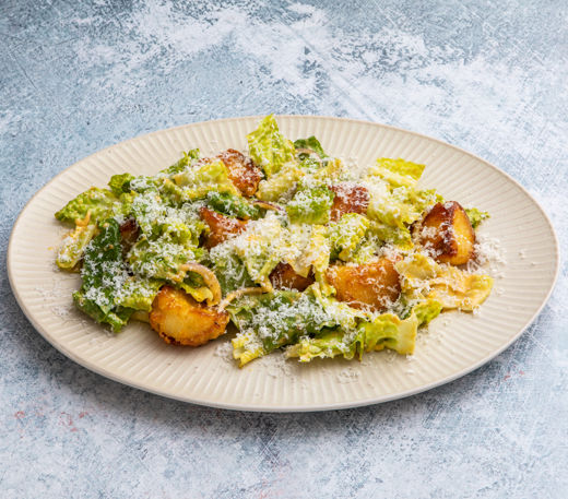 Roast potato and brussels sprout Caesar salad