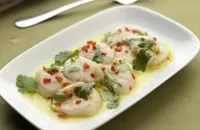 Scallop carpaccio with basil, coriander, mint and lime