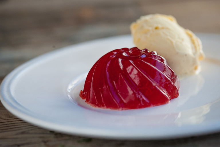 Real strawberry jelly and ice cream