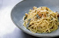 Spaghetti with lemon, anchovy, sage and pangrattato