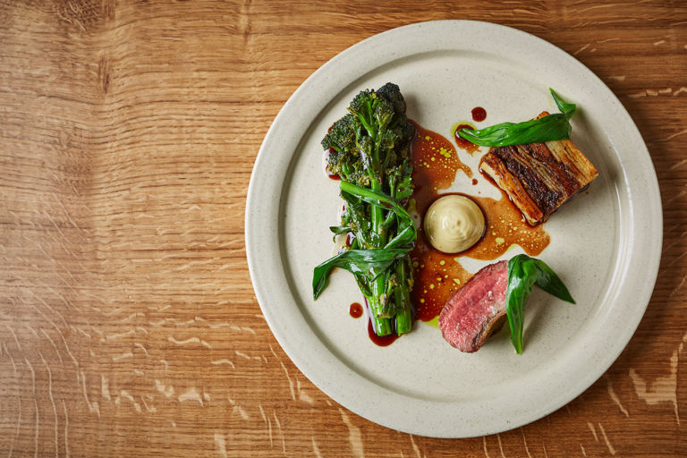 Hogget, anchovy, wild garlic, sprouting broccoli 