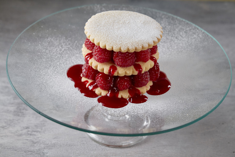 Raspberry shortbread stack