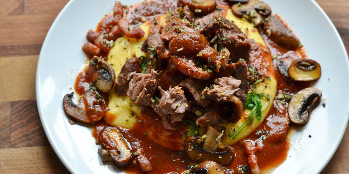 Pork cheeks with polenta recipe Great British Chefs