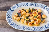 Gnudi with sage and brown butter sauce