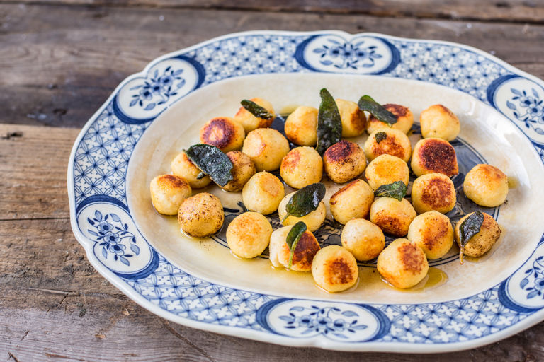 Gnudi with sage and brown butter sauce
