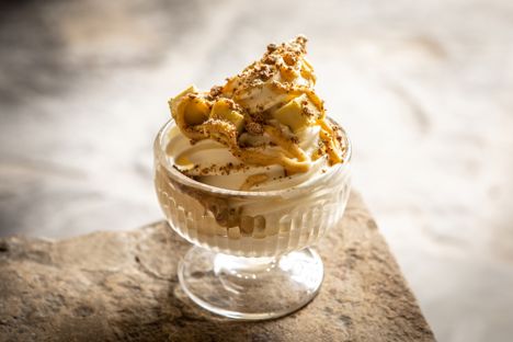 The soft serve ice cream chocolate sundae at Tommy Banks' The Abbey Inn