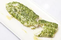 Whiting with melting herb crust