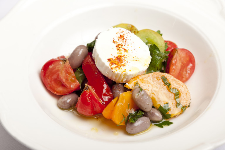 Tomato, borlotti bean and Provençal goat’s cheese salad