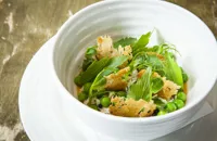 Crab royale with peas and lovage