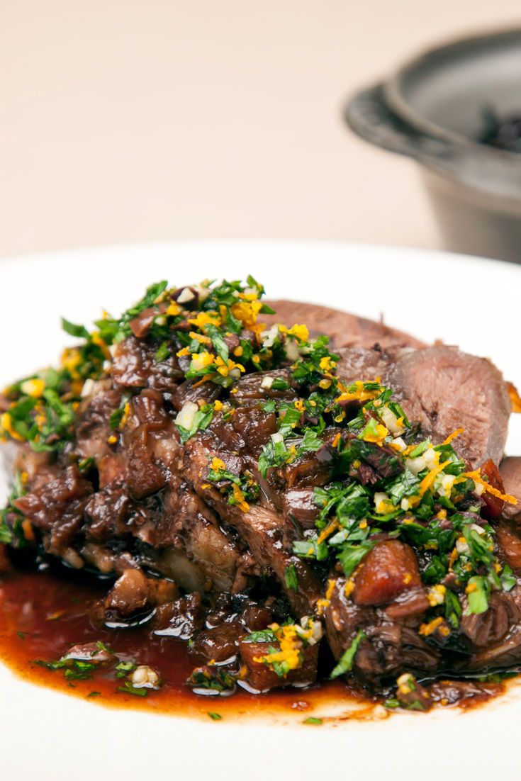 Braised Whole Beef Shin Recipe with Gremolata - Great British Chefs