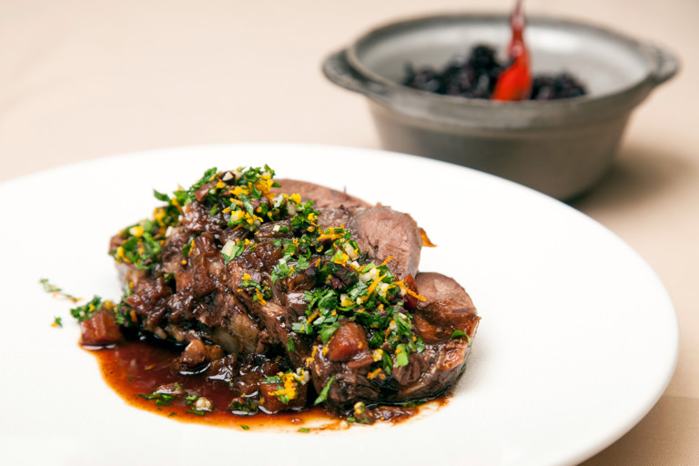 Braised beef shin with gremolata