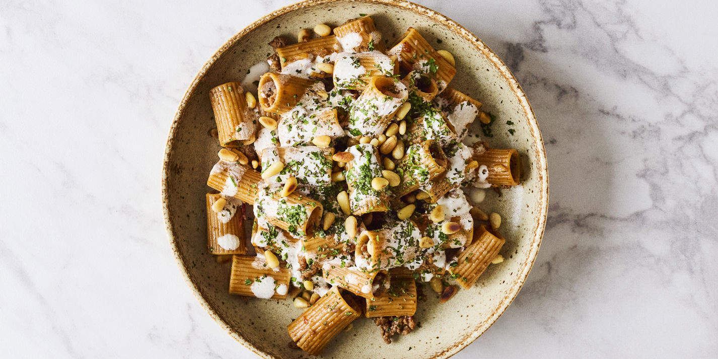 Harissa Beef and Whipped Feta Cream Maniche, plated
