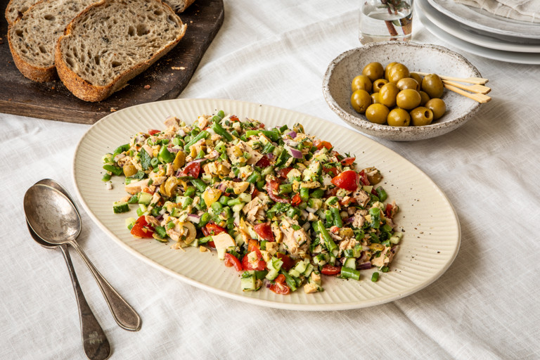 Tuna, green bean and olive chopped salad