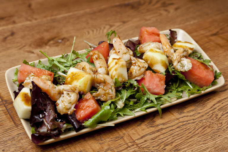 Prawn, melon and rocket salad