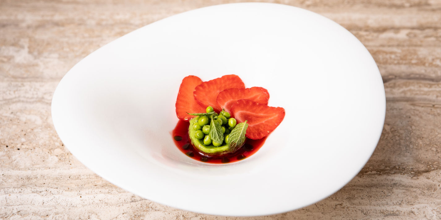 Pea Sorbet with Strawberries and Mint Recipe - Great British Chefs