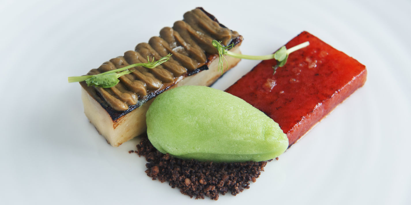 Aubergine, Watermelon and Chocolate with Cucumber Sorbet Recipe - Great Italian Chefs