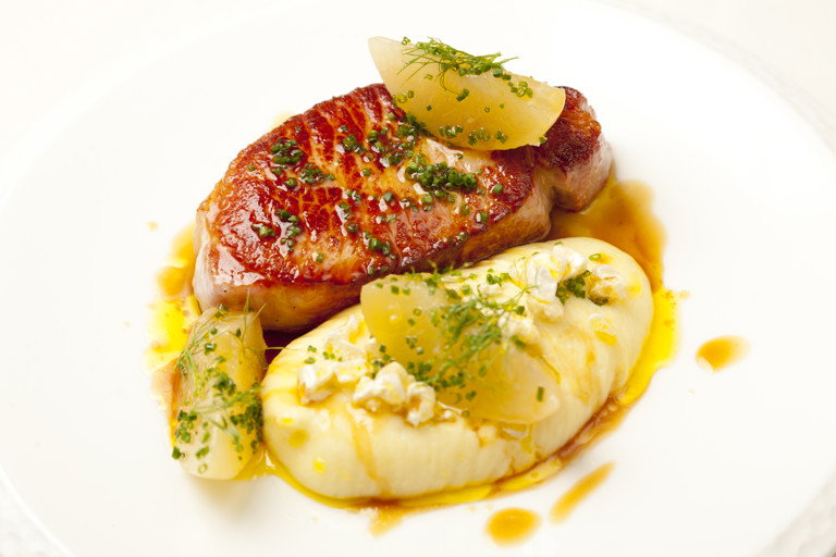 Pork and peaches