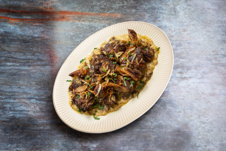 image of lamb chops with burnt aubergine and garam masala butter 