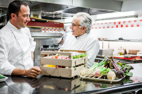 Alain Ducasse with chef Romain Meder