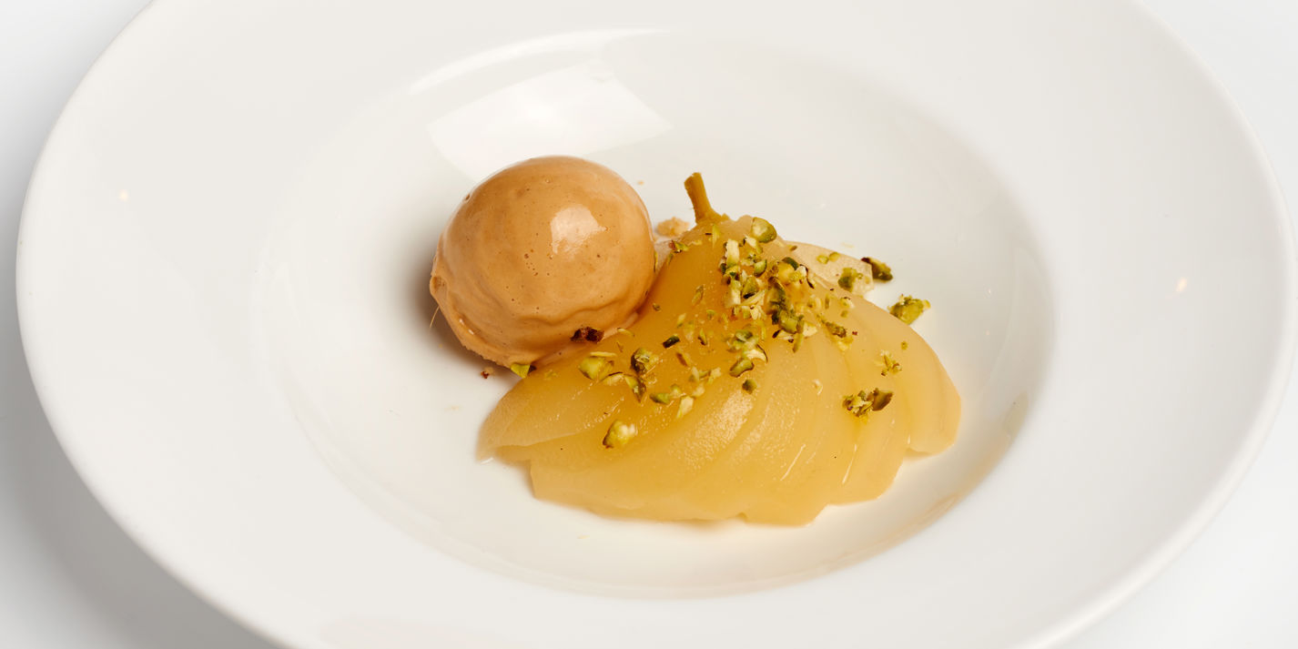 Poached Pears With Ice Cream Recipe Great British Chefs