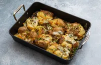 Roast potatoes with Stilton and chestnut gremolata 