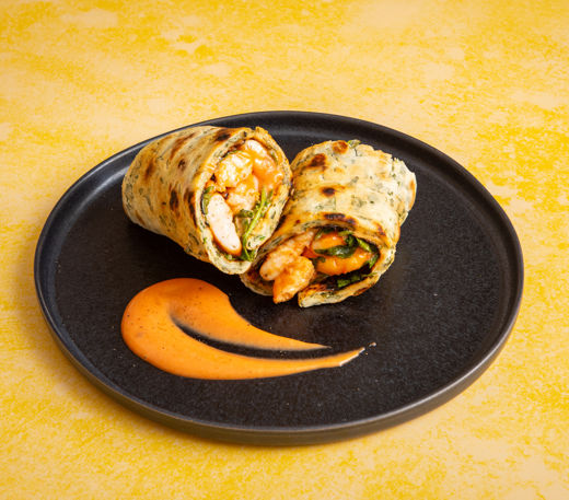 Grilled tiger prawn cocktail wrap