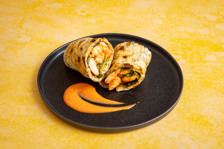 Grilled tiger prawn cocktail wrap