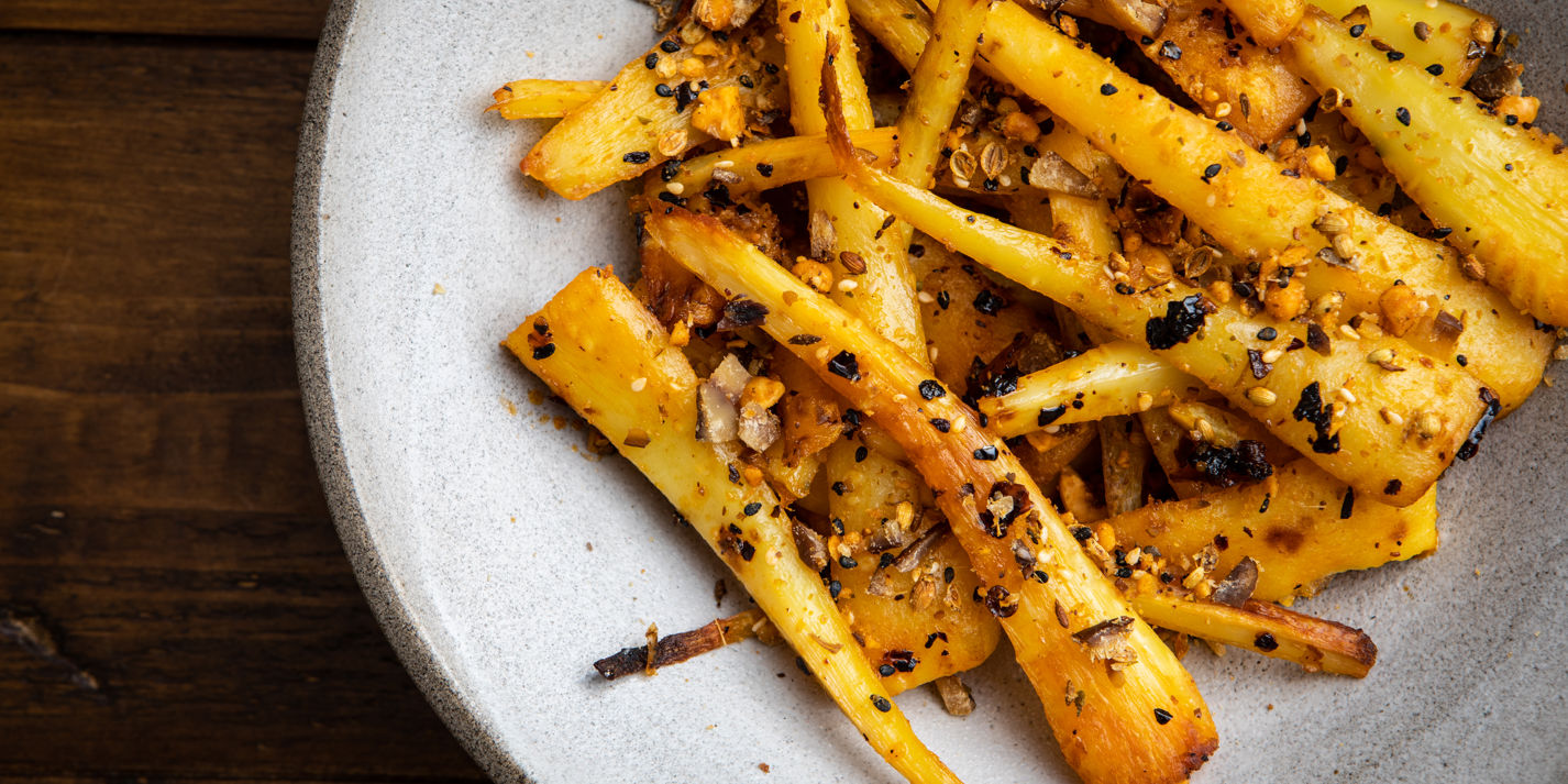 Maple and Ancho Chilli-glazed Parsnips with Dukkah Recipe - Great British Chefs