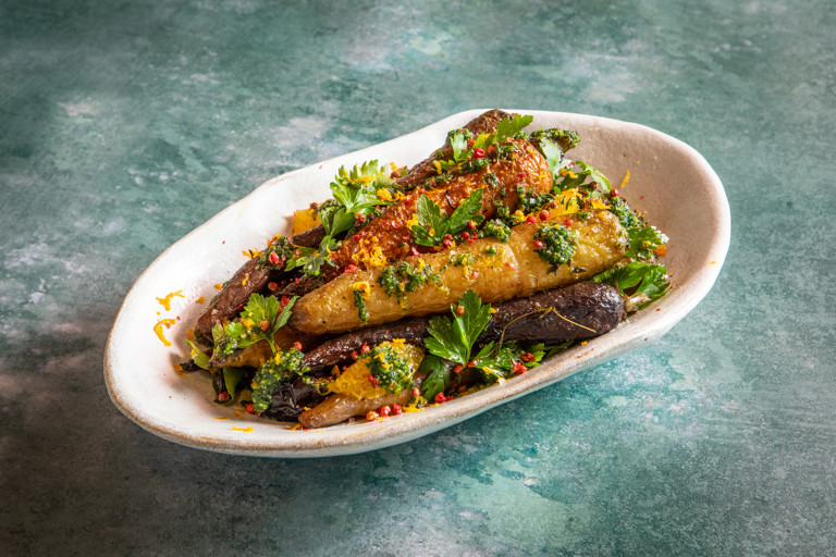 Butter-roasted carrots with orange, thyme and treacle glaze
