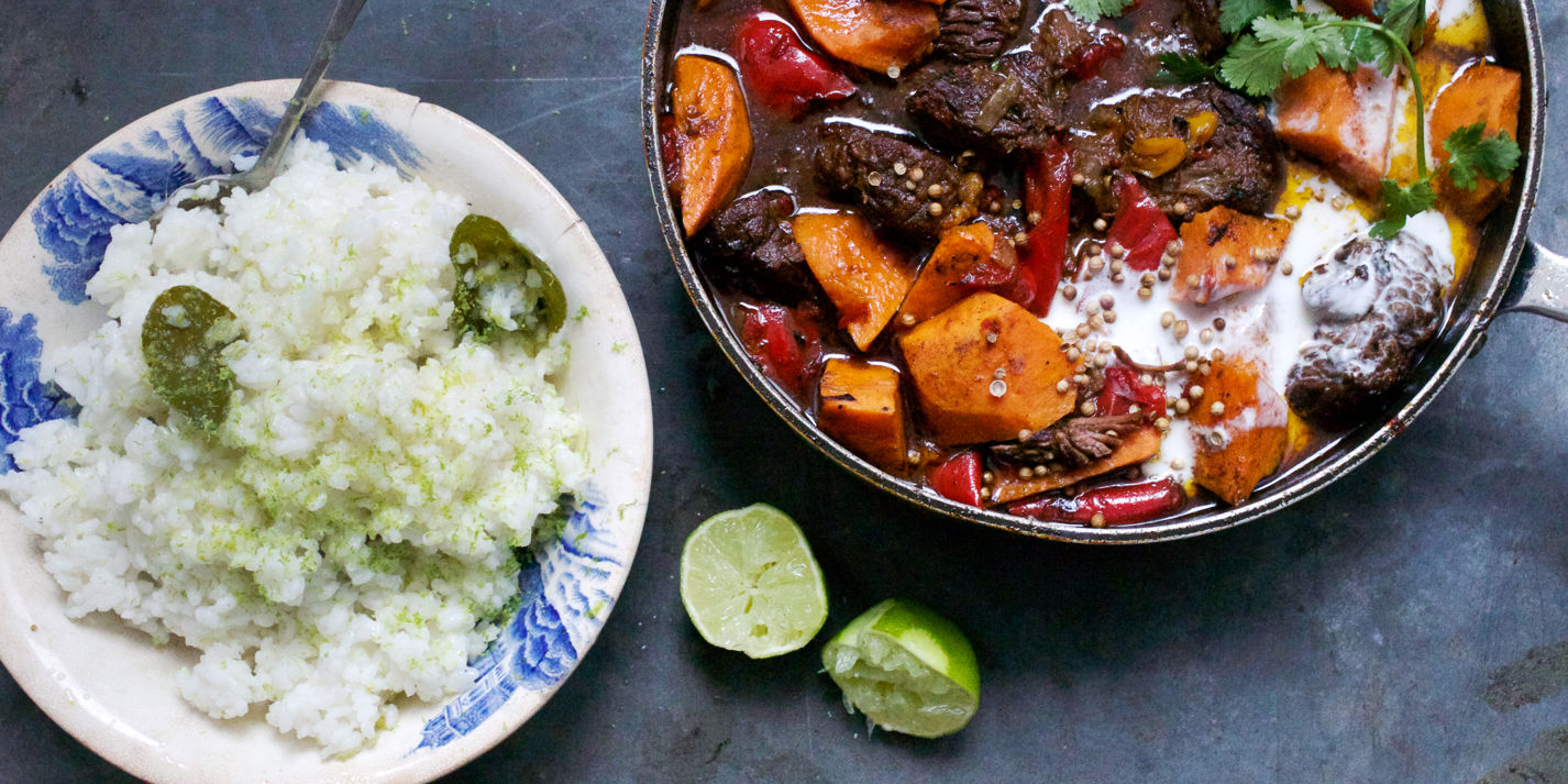 Fragrant Beef Stew with Lime Rice Recipe - Great British Chefs