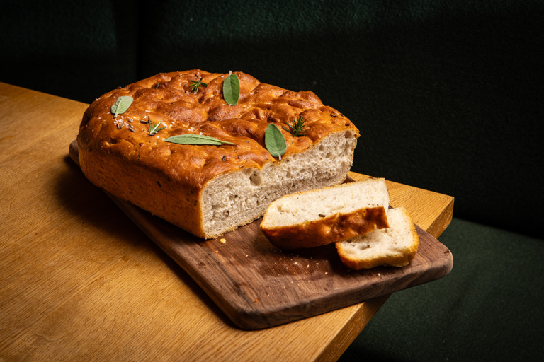 Garden sage and fennel seed focaccia