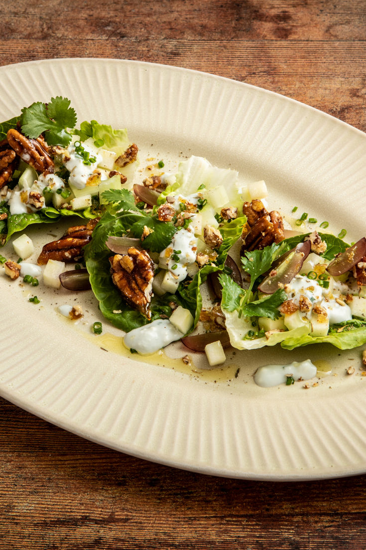 WaldorfInspired Baby Gem Salad With Caramelised Walnuts and Quick