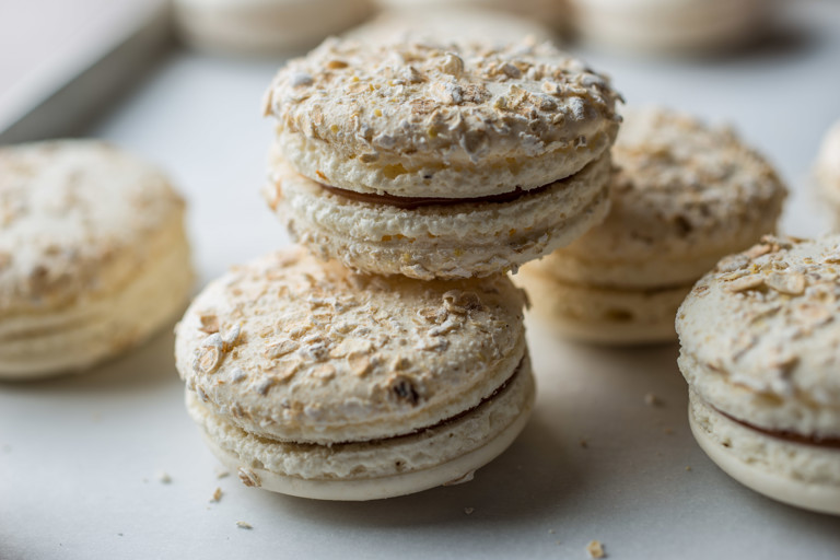 Sheep’s milk dulce de leche macarons