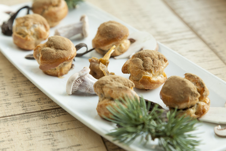 Wild mushroom choux buns