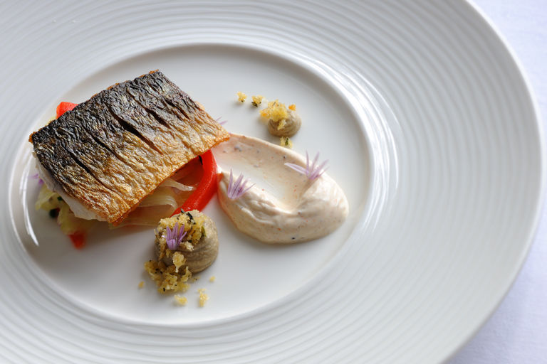 Pan-fried mackerel with fennel and pepper salad