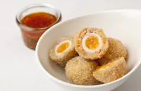 Scotch eggs with bois boudran dipping sauce