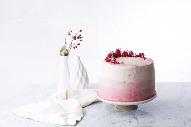 Ombre raspberry cake