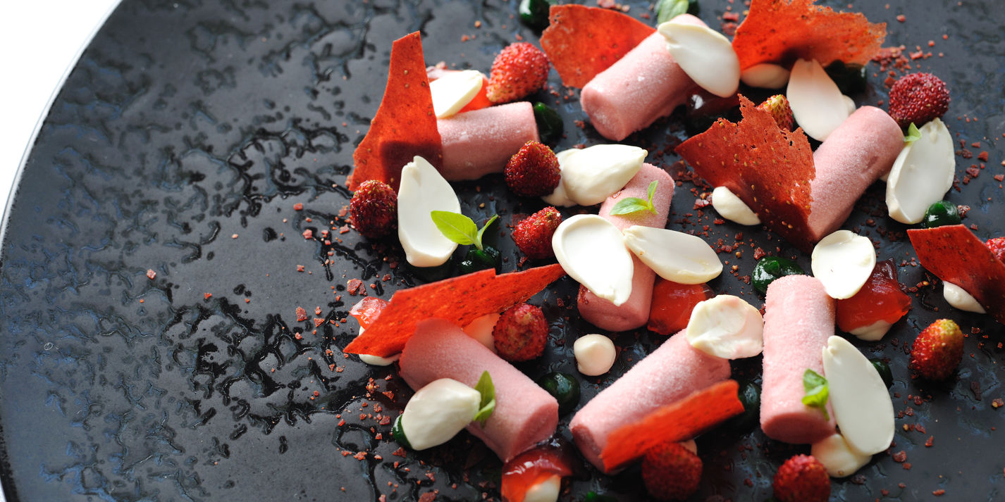 Strawberry Ice Cream, Basil Purée - Great British Chefs