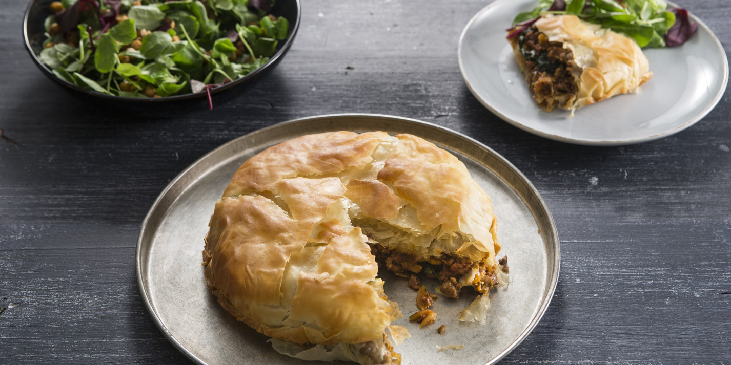 Spiced lamb and apricot filo pie-image